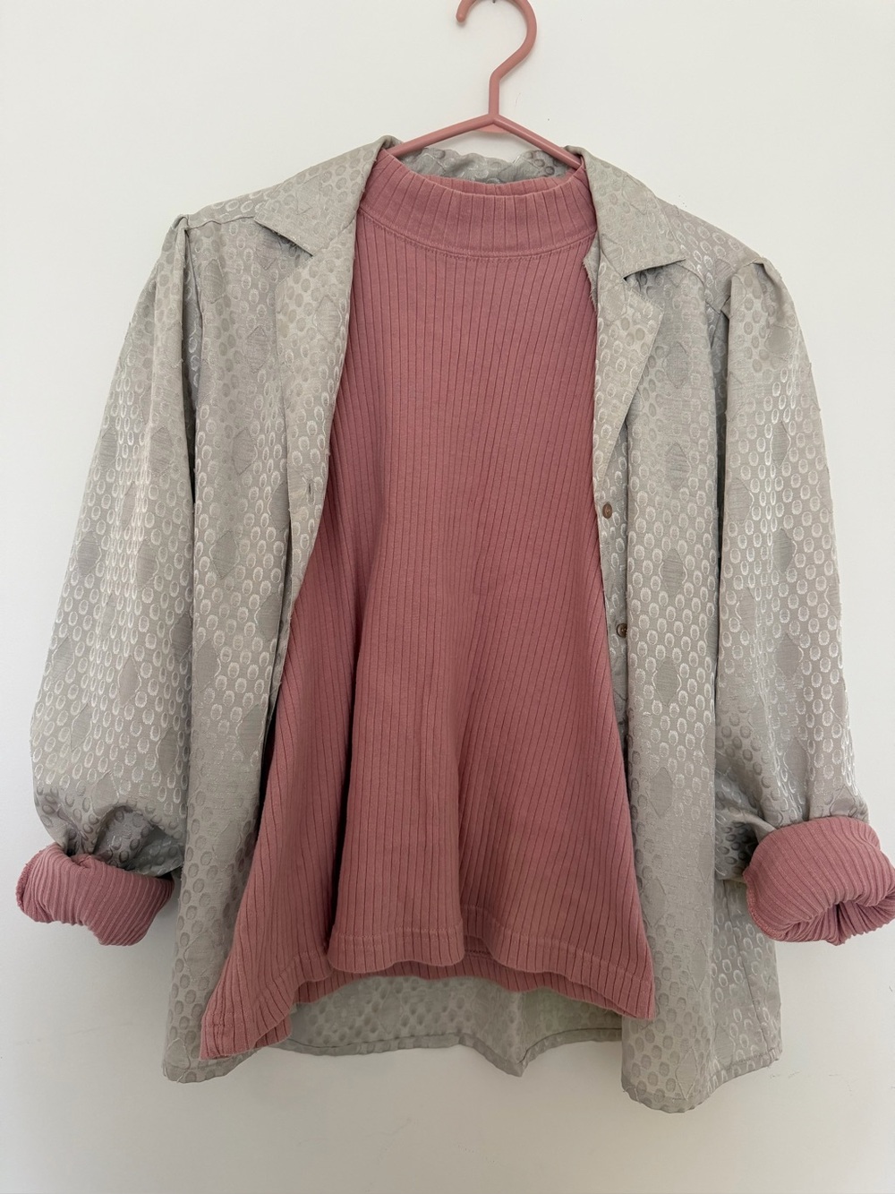 Vintage Northern Reflections ribbed pink long sleeve mock neck XL
